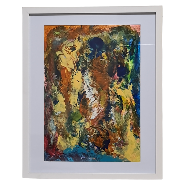 Romeo and Juliet Abstract Art - Modern Wood Frame, Vibrant Colors