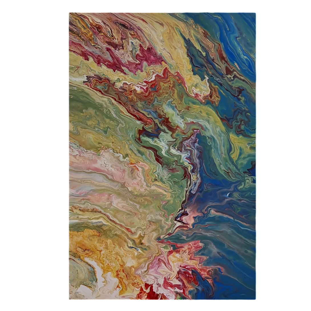 Large Acrylic Pour Painting: Colorful Abstract Art (24" x 36")