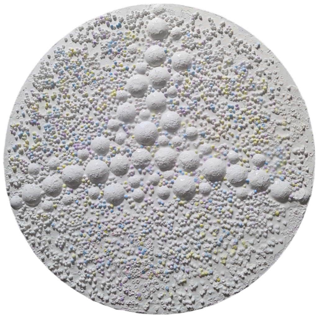 Abstract Wall Art: Textured Round Canvas with Styro Balls