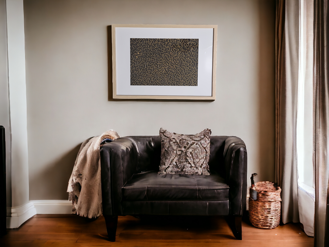 Textured Abstract Art: Black and Gold, Paper Sculpture Design