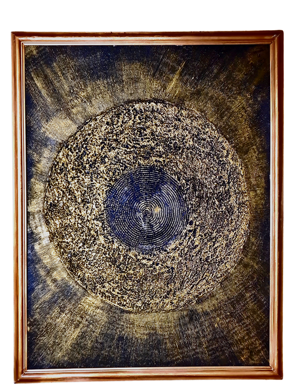 Universe Black Hole Art: Textured Acrylic, Handmade Frame 