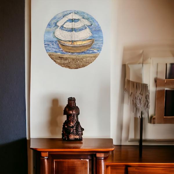 Stunning Sailing Boat Wall Art - Elegant 20x20 Inch Decoration