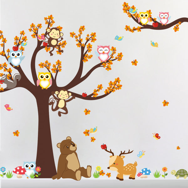 Cute Cartoon Forest Wall Stickers | Kids Room Decor | Easy & Adorable