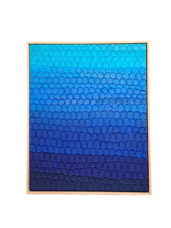 Stunning Blue Canvas Sculpting Painting